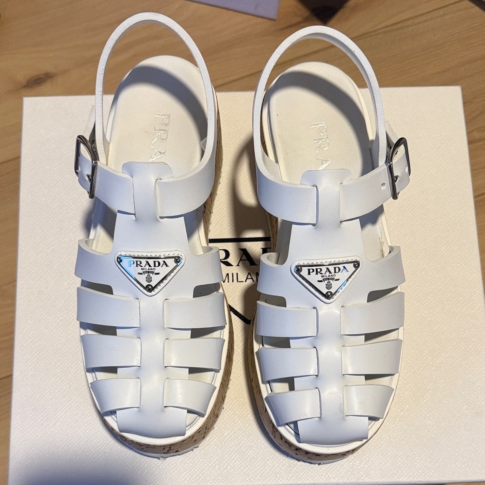 Prada Women’s White Leather Sandals